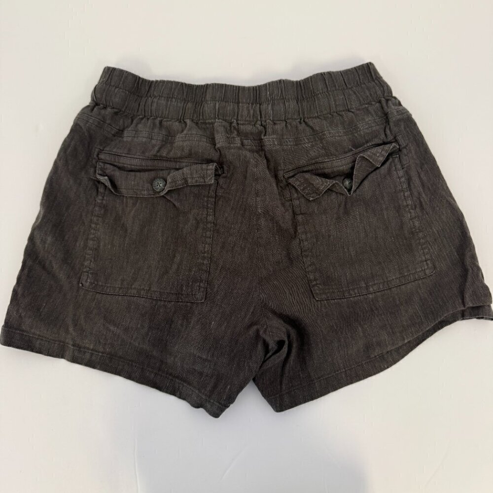 Kut from the Kloth Dark Brown Gray Christina Smocked Band Linen Shorts - Picture 3 of 5
